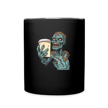 Kaffee Cafe Halloween Zombie Hand - Tasse einfarbig - Schwarz - Vorne
