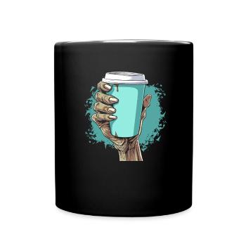 Kaffee Cafe Halloween Zombie Hand - Tasse einfarbig - Schwarz - Vorne