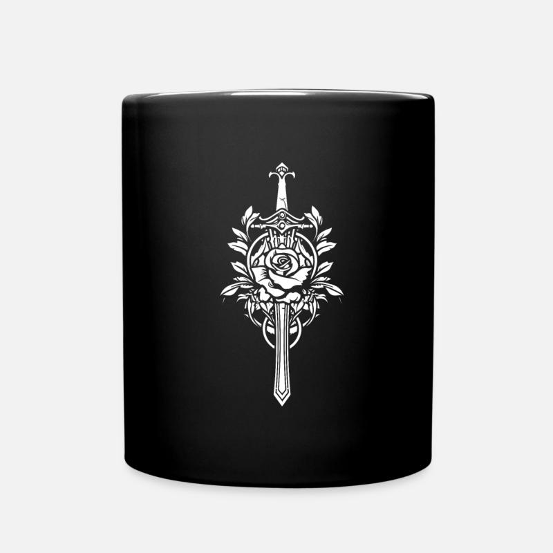 Rote Rose Goth Schwert - Tasse einfarbig - Schwarz