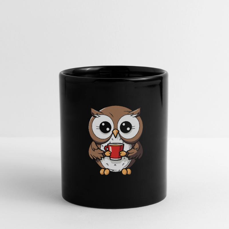 Kaffee Cafe Eule Tasse einfarbig