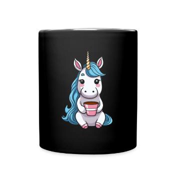 Einhorn Unicorn Kaffee - Tasse einfarbig - Schwarz - Vorne