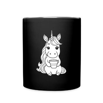 Einhorn Unicorn Kaffee - Tasse einfarbig - Schwarz - Vorne