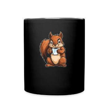 Eichhörnchen Kaffee - Tasse einfarbig - Schwarz - Vorne