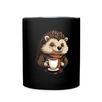 Café hérisson - Mug uni - noir - Devant