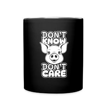 Pig Pig Farmer Funny Dont Know Don't Care - Full Colour Mug - black - Front