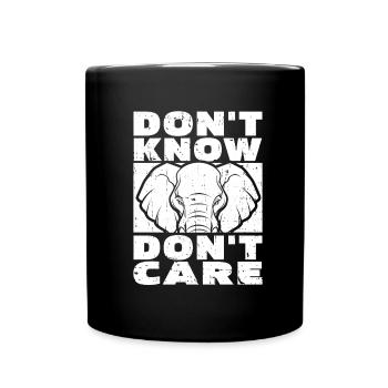 Elefant Lustig Dont Know Dont Care - Tasse einfarbig - Schwarz - Vorne