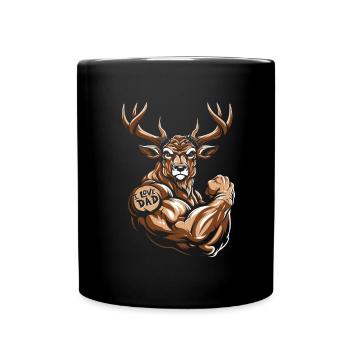 Deer Biceps Tattoo I Love Dad - Full Colour Mug - black - Front