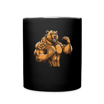 Bear Brown Bear Biceps Tattoo I Love Dad - Full Colour Mug - black - Front