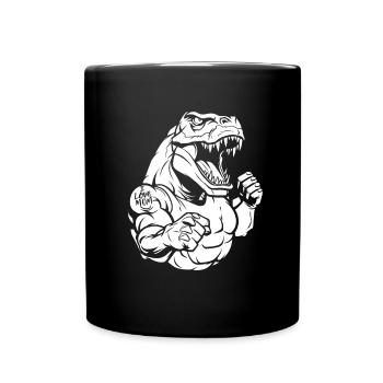 Trex T Rex Dino Biceps Tattoo I Love Mom - Full Colour Mug - black - Front