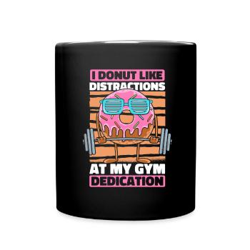 Donut Fitness Witzig Donut Gym - Tasse einfarbig - Schwarz - Vorne