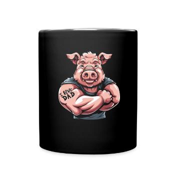 Pig Pig Farmer Dad I Love Dad - Full Colour Mug - black - Front