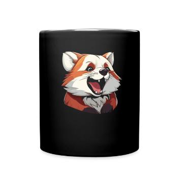 Panda roux souriant - Mug uni - noir - Devant