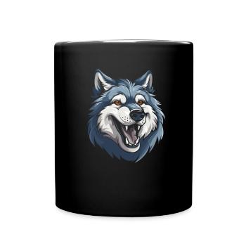 Loup souriant - Mug uni - noir - Devant