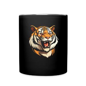 Tigre souriant - Mug uni - noir - Devant