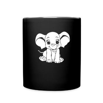 Elefant Lächelnd - Tasse einfarbig - Schwarz - Vorne