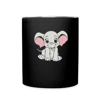 Éléphant souriant - Mug uni - noir - Devant