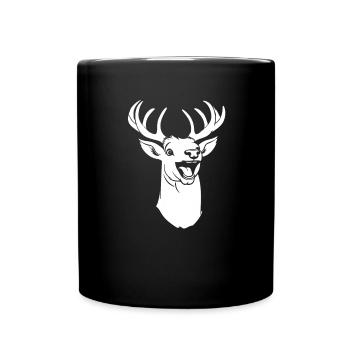 Cerf souriant - Mug uni - noir - Devant