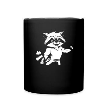 Fitness Raccoon - Full Colour Mug - black - Front
