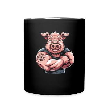 Schwein Schweinebauer Mutter I Love Mom - Tasse einfarbig - Schwarz - Vorne