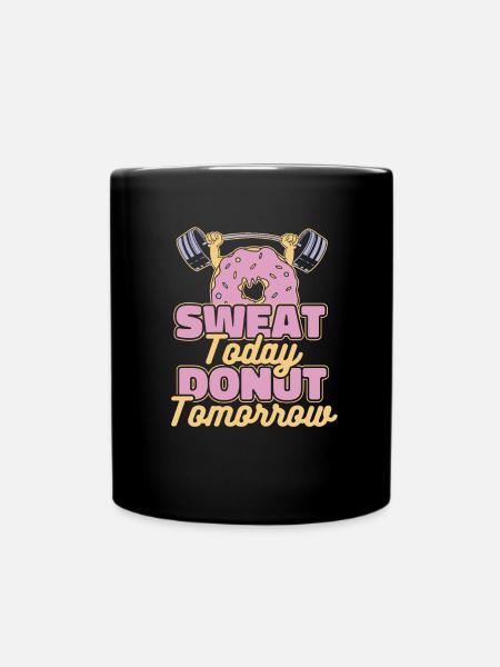 Donut Fitness Funny Donut Gym - Full Colour Mug - black
