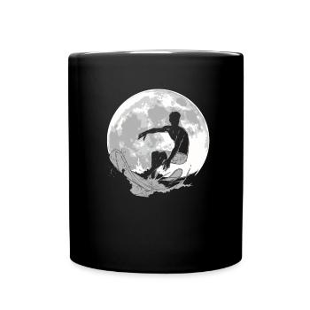 Surfer Surfen Mond - Tasse einfarbig - Schwarz - Vorne