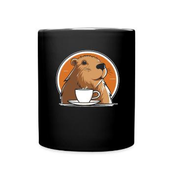 Capybara Wasserschwein Kaffee - Tasse einfarbig - Schwarz - Vorne