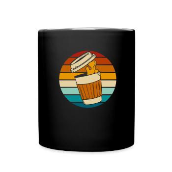Kaffee Cafe - Tasse einfarbig - Schwarz - Vorne