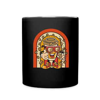 Kaffee Cafe - Tasse einfarbig - Schwarz - Vorne
