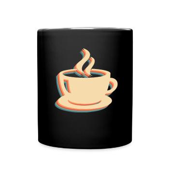 Kaffee Cafe - Tasse einfarbig - Schwarz - Vorne
