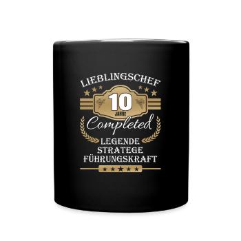 10 Jahre Jubiläum Chef - Tasse einfarbig - Schwarz - Vorne