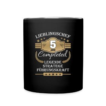 5 Jahre Jubiläum Chef - Tasse einfarbig - Schwarz - Vorne