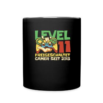 Gaming 11. Geburtstag 11 Jahre Gamer - Tasse einfarbig - Schwarz - Vorne
