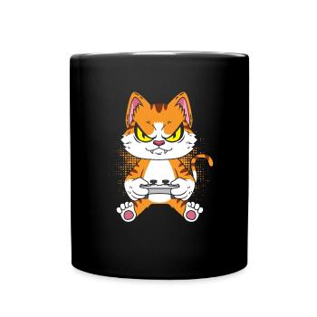 Gamer Gaming Gamer Cat - Tasse einfarbig - Schwarz - Vorne