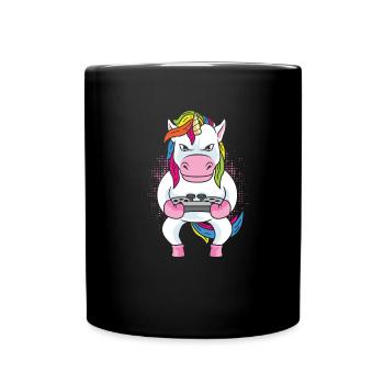 Gamer Gaming Gamer Unicorn - Tasse einfarbig - Schwarz - Vorne