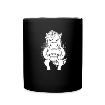 Gamer Gaming Gamer Unicorn - Tasse einfarbig - Schwarz - Vorne