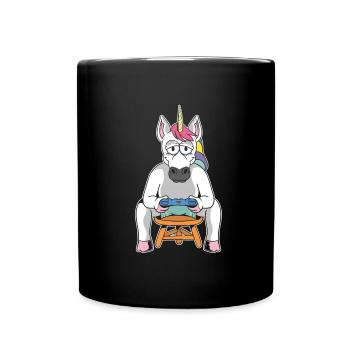 Gamer Gaming Gamer Unicorn - Tasse einfarbig - Schwarz - Vorne