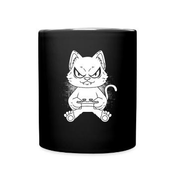 Gamer Gaming Gamer Cat - Tasse einfarbig - Schwarz - Vorne