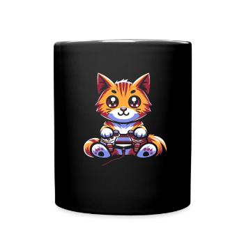 Gamer Gaming Gamer Cat - Tasse einfarbig - Schwarz - Vorne