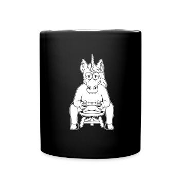 Gamer Gaming Gamer Unicorn - Tasse einfarbig - Schwarz - Vorne
