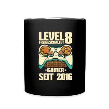 Gaming 8. Geburtstag 8 Jahre Gamer - Tasse einfarbig - Schwarz - Vorne