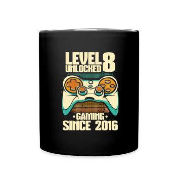 Gaming 8th Birthday 8 Years Gamer - Full Colour Mug - black - Front