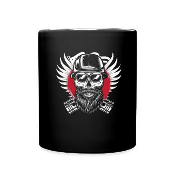 Motorrad Biker Motorbike Skull Motorcycle - Tasse einfarbig - Schwarz - Vorne