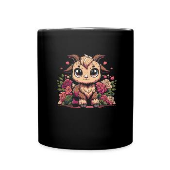 Widder Blumen Blumen - Tasse einfarbig - Schwarz - Vorne