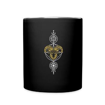Widder Geometrisch - Tasse einfarbig - Schwarz - Vorne