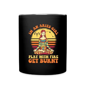 Bélier Femme forte - Mug uni - noir - Devant