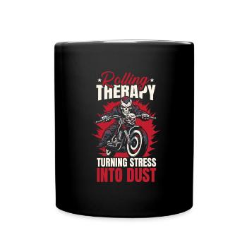 Motorrad Biker Motorbike Motorcycle Therapy - Tasse einfarbig - Schwarz - Vorne
