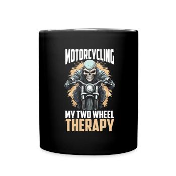 Motorrad Biker Motorbike Motorcycle Therapy - Tasse einfarbig - Schwarz - Vorne