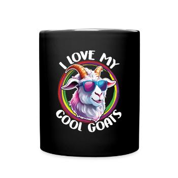 Billy Goat avec des lunettes de soleil Love Cool Goats - Mug uni - noir - Devant