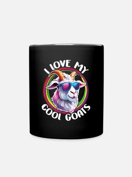 Ziegenbock mit Sonnenbrille liebe coole Ziegen - Tasse einfarbig - Schwarz