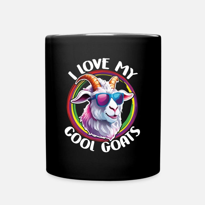 Ziegenbock mit Sonnenbrille liebe coole Ziegen - Tasse einfarbig - Schwarz